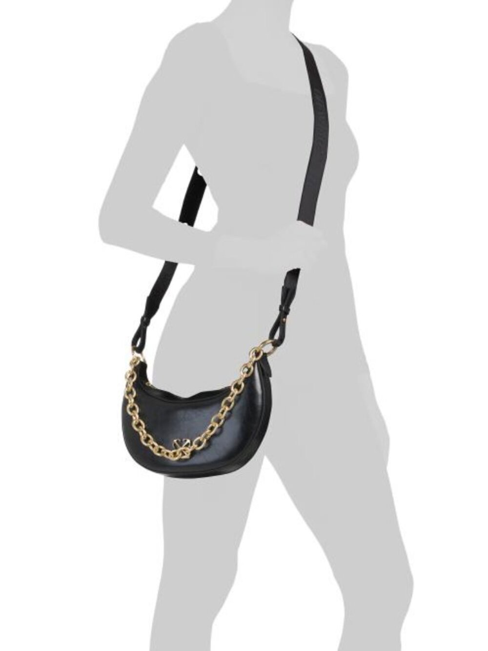 OFF WHITE Leather Hemisphere Hobo With Logo Hardware And Chain Strap - Picture 5 of 5